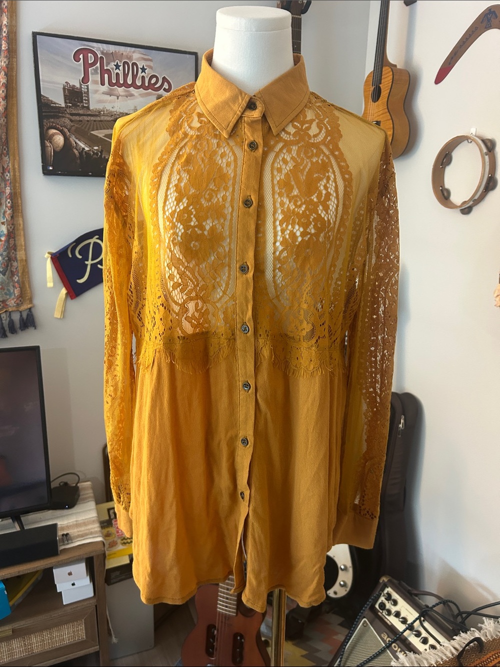 Altar’d State Lace Button-Down Blouse